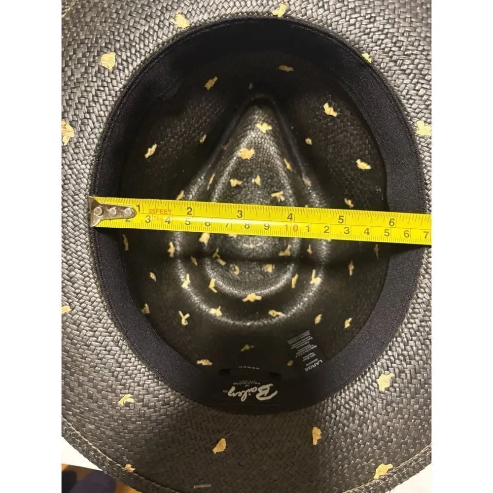 Rare Bailey Tor Straw Hat  in Black / Natural Dots Size L / New No Tags
